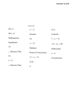 WY, 4 WX, 14 Midsegments Equidistant 76 ⊥ Bisector Thm 54 x = 8