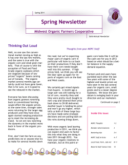 Spring 2011 Newsletter - Midwest Organic Farmers Cooperative