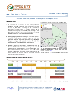 MALI Food Security Outlook October 2016 through May 2017 Trends