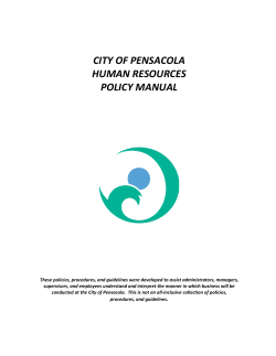 CITY OF PENSACOLA HUMAN RESOURCES POLICY MANUAL