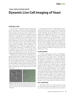 Y04C APPLICATION NOTE Dynamic Live Cell Imaging of Yeast