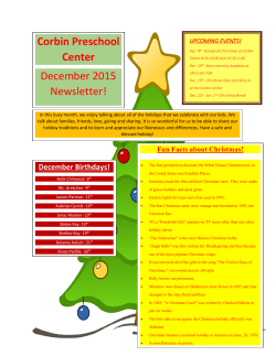 Corbin Preschool Center December 2015 Newsletter!