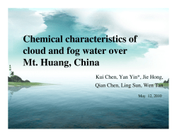 Chemical characteristics of cloud and fog water over Mt. Huang, China