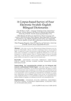 A Corpus-based Survey of Four Electronic Swahili &ndash; English