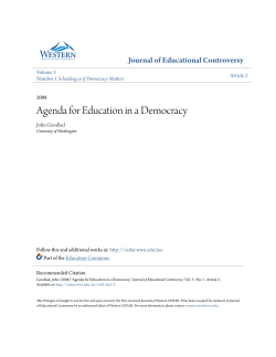 Agenda for Education in a Democracy
