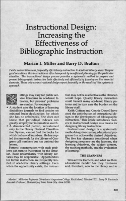Instructional Design: Increasing the Effectiveness of Bibliographic