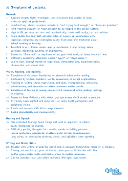 37 Symptoms of dyslexia.