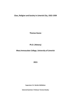 Class, religion and society in Limerick City 1922