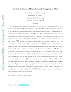 Statistical Theory of Force Induced Unzipping of DNA