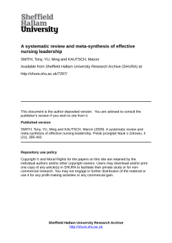 A systematic review and meta-synthesis of effective nursing leadership