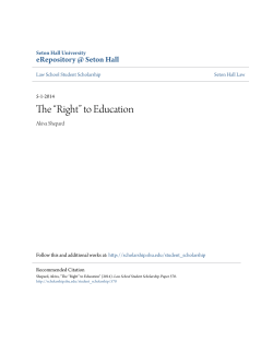 The &ldquo;Right&rdquo; to Education - eRepository @ Seton Hall