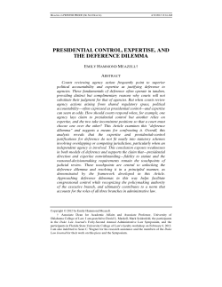 Presidential Control, Expertise, and the Deference Dilemma