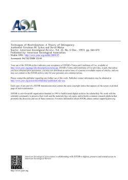 Techniques of Neutralization: A Theory of Delinquency Author(s