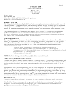 ENGLISH 2313 American Literature II