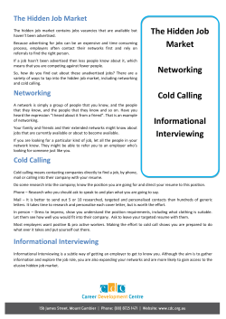 The Hidden Job Market Networking Cold Calling Informational