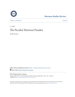 The Peculiar Mormon Paradox - BYU ScholarsArchive