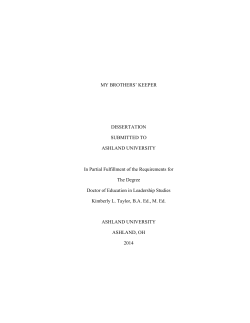MY BROTHERS` KEEPER DISSERTATION SUBMITTED TO