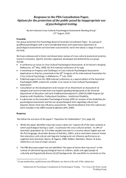 Submission for Psychology Consultation on Psychological Testing