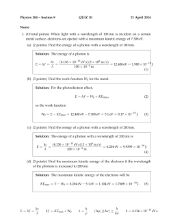 Physics 204 &ndash; Section 9 QUIZ 10 21 April 2014