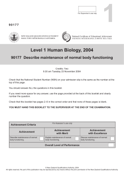 Level 1 Human Biology, 2004