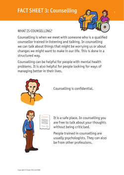 FACT SHEET 3: Counselling