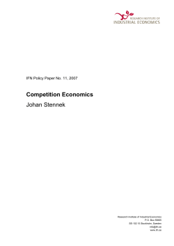 Competition Economics Johan Stennek