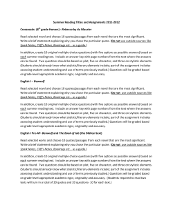 Summer Reading Titles and Assignments 2011