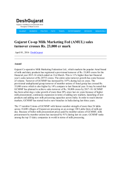 Gujarat Co-op Milk Marketing Fed (AMUL) sales turnover crosses Rs