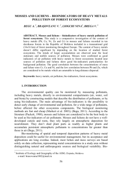 mosses and lichens &ndash; bioindicators of heavy metals pollution of