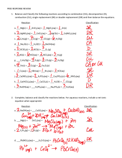 FREE RESPONSE REVIEW 1. Balance and Classify the following
