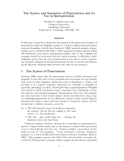 The Syntax and Semantics of Punctuation and its