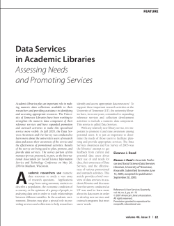 data Services in Academic Libraries Assessing Needs and