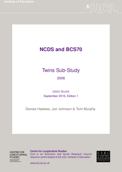 NCDS and BCS70 Twin Sub-Study user guide