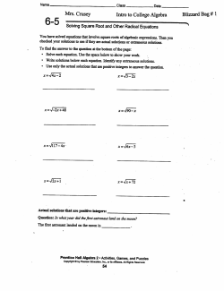Mrs. Crusey Intro to College Algebra Blizzard Bag # 1