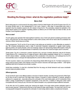 Brexiting the Energy Union: what do the negotiation positions imply?