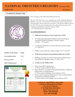 NATIONAL OBSTETRICS REGISTRY NEWSLETTER NN