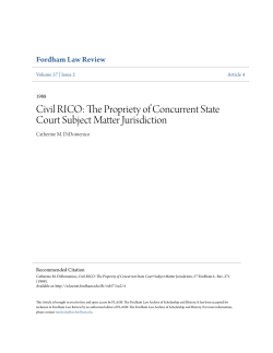 Civil RICO: The Propriety of Concurrent State Court Subject Matter