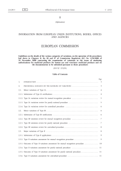 Guidelines on the details of the various categories of variations, on