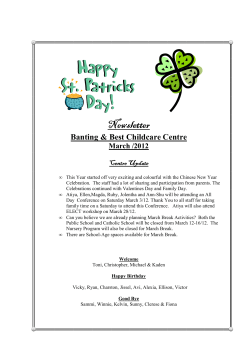 Newsletter Newsletter - Banting and Best Child Care Centre