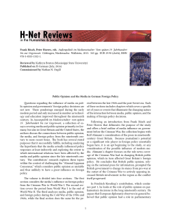 Public Opinion and the Media in German Foreign Policy - H-Net