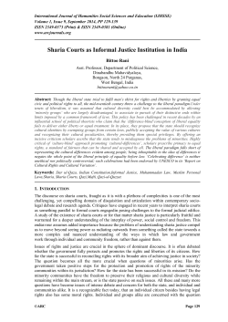 Sharia Courts as Informal Justice Institution in India