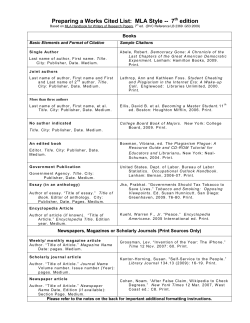 Preparing a Works Cited List: MLA Style -