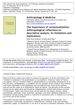 The importance of contextualization. Anthropological