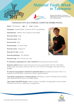 TASMANIAN NYW 2013 STEERING COMMITTEE MEMBER PROFILE