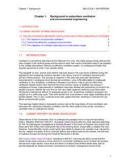 Chapter 1. Background to subsurface ventilation and environmental