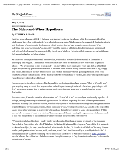 NYT on Wisdom - Deric Bownds