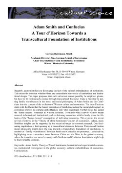 Adam Smith and Confucius A Tour d`Horizon