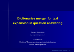 Dictionaries merger for text expansion in question - Hal-SHS