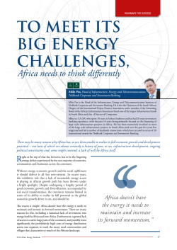TO MEET ITS BIG ENERGY CHALLENGES, Africa needs to think