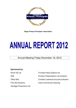 2012 Annual Report - Otago Primary Principals` Association